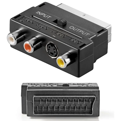 GOOBAY Scart-Adapter - Scart auf Cinch Chinch SVHS S-Video Audio Stereo, umschalbar