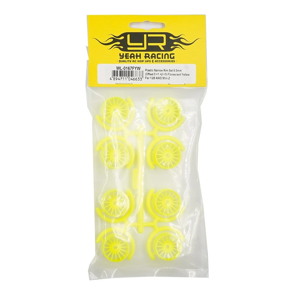 YR Narrow Rim Set 8.5mm For Kyosho 1/28 AWD Mini-Z RC (Offset 0,+1,+2,+3) Yellow - Image 2 of 3