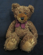 FIRST AND MAIN BENJAMIN PLUSH TEDDY BEAR 11" BROWN TEDDY BURGANDY BOW