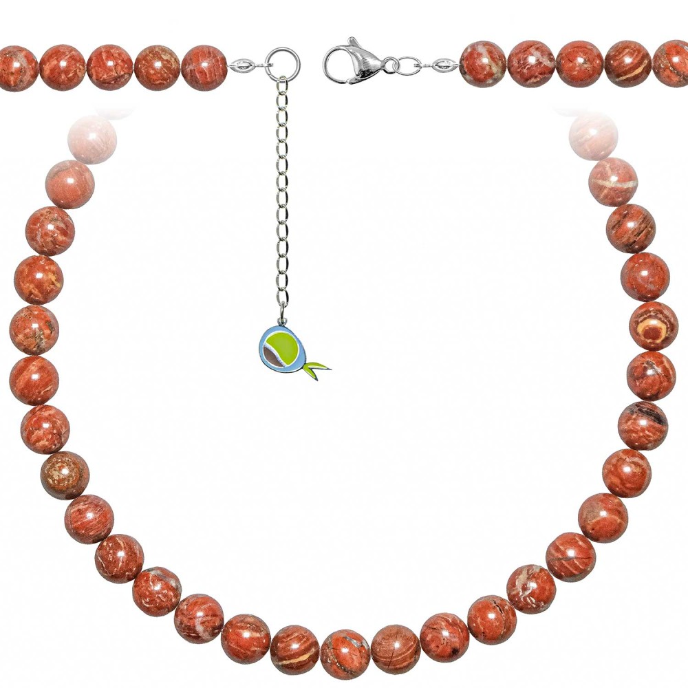 Collier en jaspe breschia et perles de 10 mm pour sublimer vos tenues bohèmes