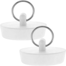 2 PCS Utility Sink Stopper, White 1-1/2 Inch to 1-5/8 Inch Bathtub Plug