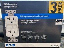 Eaton GF20W-3  20 Amp 125v GFCI Duplex Receptacle (5 x 3packs)