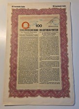 5% obligacji Republika Austrii 100 franków z kuponami 1926
