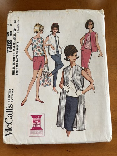 Abrigo falda pantalones vintage 1964 McCall's #7308 patrón de costura Misses talla 16 - Imagen 1 de 5