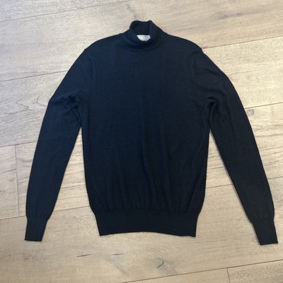 Neiman Marcus Cashmere Knit Turtleneck Pullover Sweater Black Long Sleeve Size M