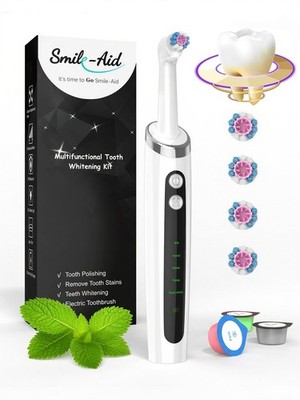 Tooth Polisher, Teeth Whitening Kit Teeth Stain Remover with 5 3D White Repla...