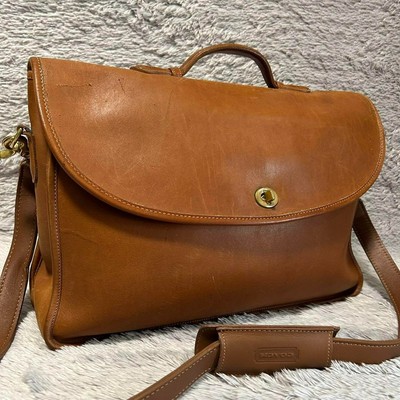 Vintage Coach Brown Leather Briefcase Messenger Bag 0138 Turn Lock
