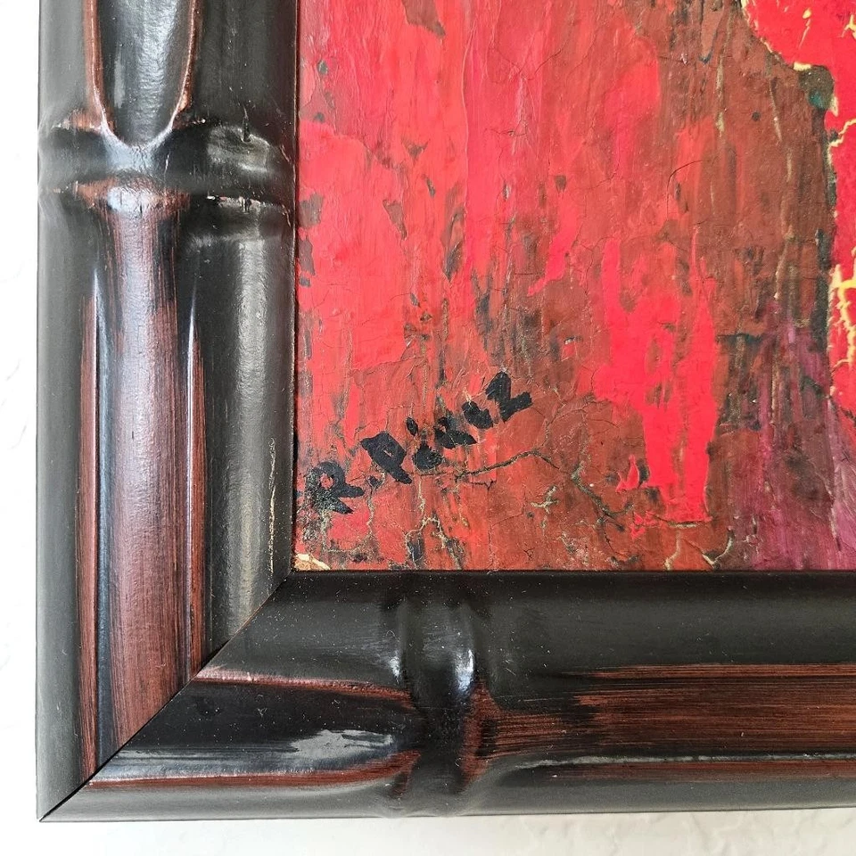 Stunning Mid Century Modern Abstract Expressionist Oil Painting Modernist Perez - Image 4 of 4