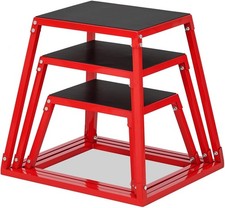 Jump Box Set 12/18/24 Inch Rectangle Steel Jump Plyo Box with Anti-Slip Platform