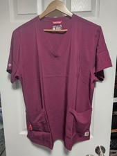 Carhartt Force Flex Vneck Scrub Top Size XL Modern Fit Maroon/Wine
