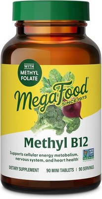 MegaFood Methyl B12 - Vegan - Includes Methyl Folate,Vitamin B12&B6 - Supports C