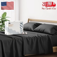 Linen 500 Thread Count 100 Cotton Sheets King Size Bed Set Fits 18" Mattress 