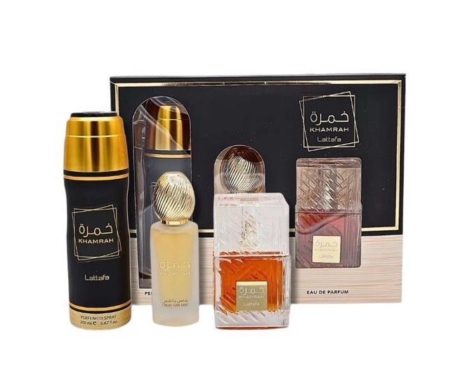 Khamrah Collection Gift Set: 3.4 EDP + 50 ML Hair Mist + 200 ML Body Spray-image
