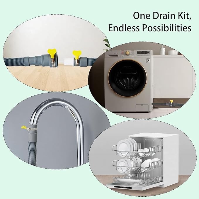 6 PCS – 6.5FT Universal Washing Machine Drain Hose Extension, Flexible Washer &