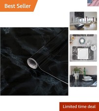 346-0048 Decorative Self-Adhesive Film, Marble Black, 17.71" x78" Roll