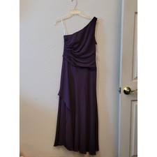 David's Bridal One-Shoulder Draped Plum Purple Gown