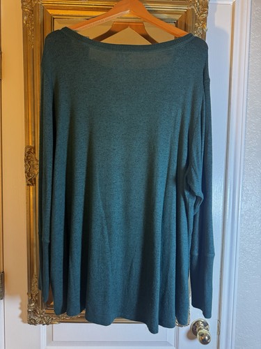 Emerald Green Sweater Shirt Maurice’s Size 3X Long Sleeve Winter V-Neck Top - Picture 4 of 7