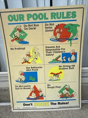 Residential Pool Don t Duck The Rules Pool Safety Sign