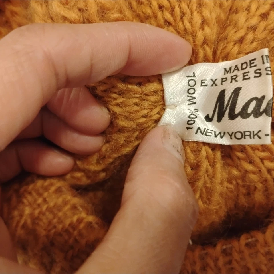 Vintage Macy's New York Beret 100% Wool Knit  Pom Pom Hat Burnt Orange Paris Os - Image 4 of 4