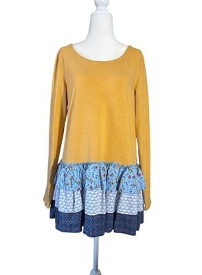 Matilda Jane Make Believe Weekend Vibes Floral Tiered Ruffle Top Yellow Medium