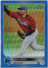 Zach Pop 2022 Topps Chrome Blue Refractor #'d/150 Rookie Card #41. rookie card picture