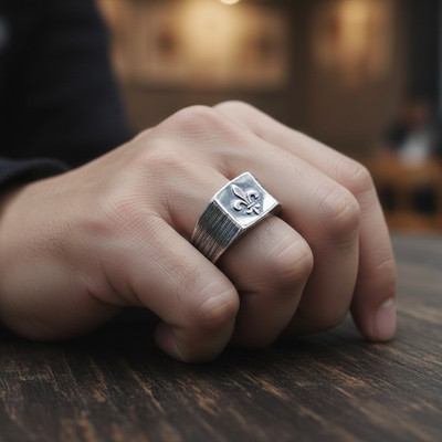 Ritter Lilienblüte 925 Silber gealtert - Königlicher Ring gemischt - Größe 58/64