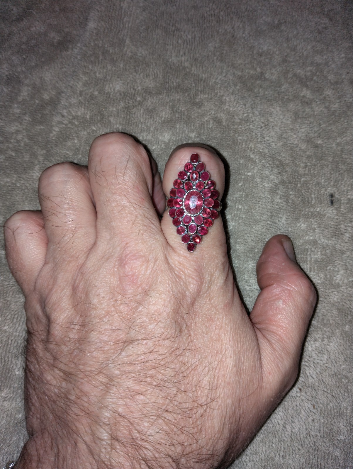 Ruby Marquise Shaped Sterling Silver Ring Size 11 - image 2