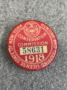 1918 New York Hunting & Trapping badge license 