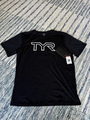 TYR Airtec Men s Big Logo Short Sleeve Tee Black SMALL NWT