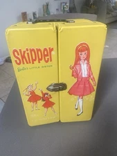 Vintage 1964 Skipper Yellow Double Doll Wardrobe Carrying Case.  Case Only.
