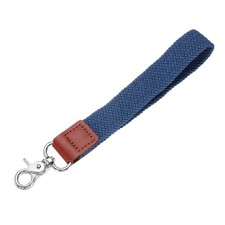 Wrist Lanyard Keychain Braided Wristlet Strap with Silver Clasp Blue