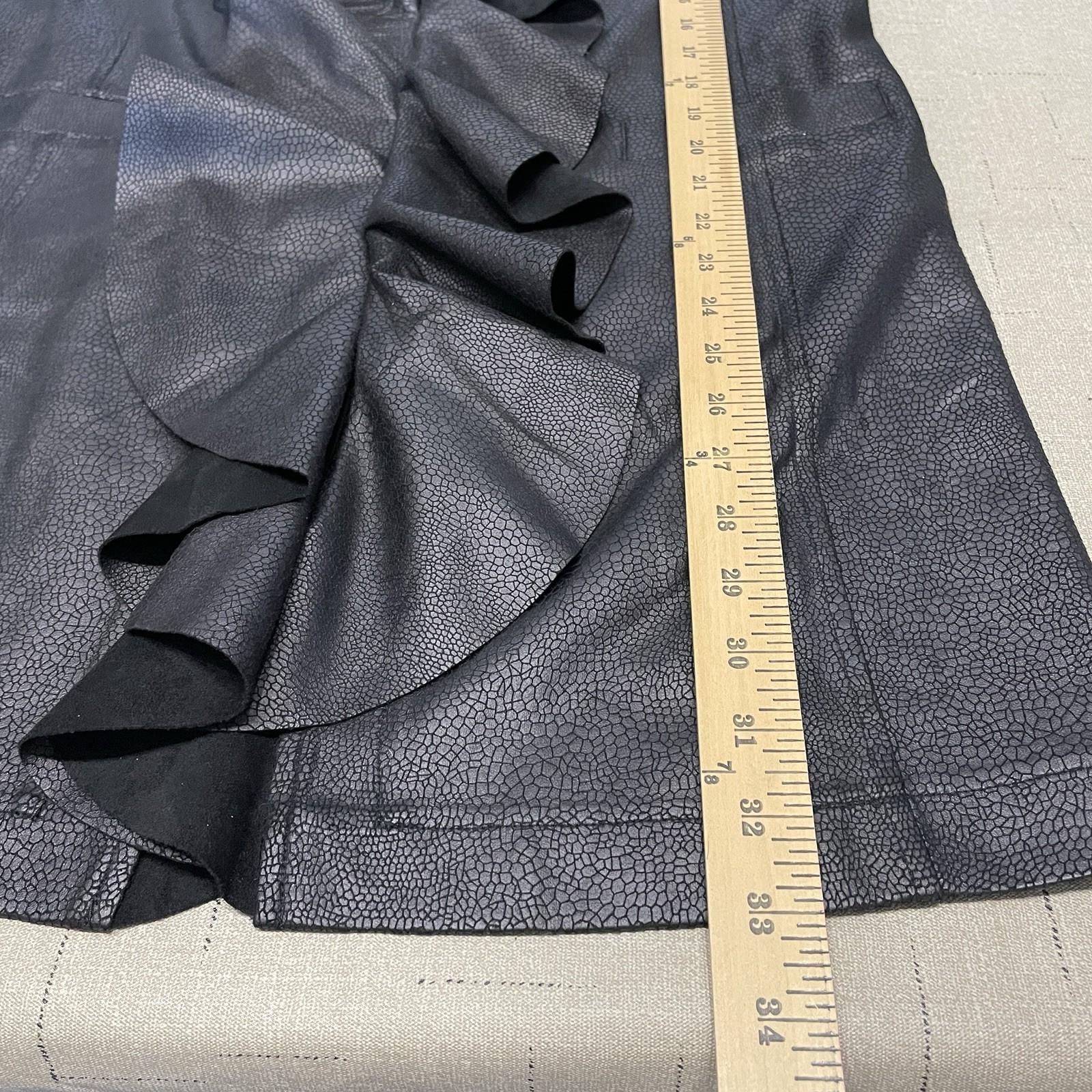 Oolala Cascading Ruffle Front Vegan Leather Duste… - image 7