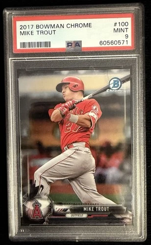 2017 Bowman Chrome Baseball MIKE TROUT #100 PSA 9 Mint Los Angeles Angels