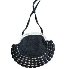 Vintage Crocheted Purse Handbag Circa 1940s. No Closing Mechanism Scalloped Edge
