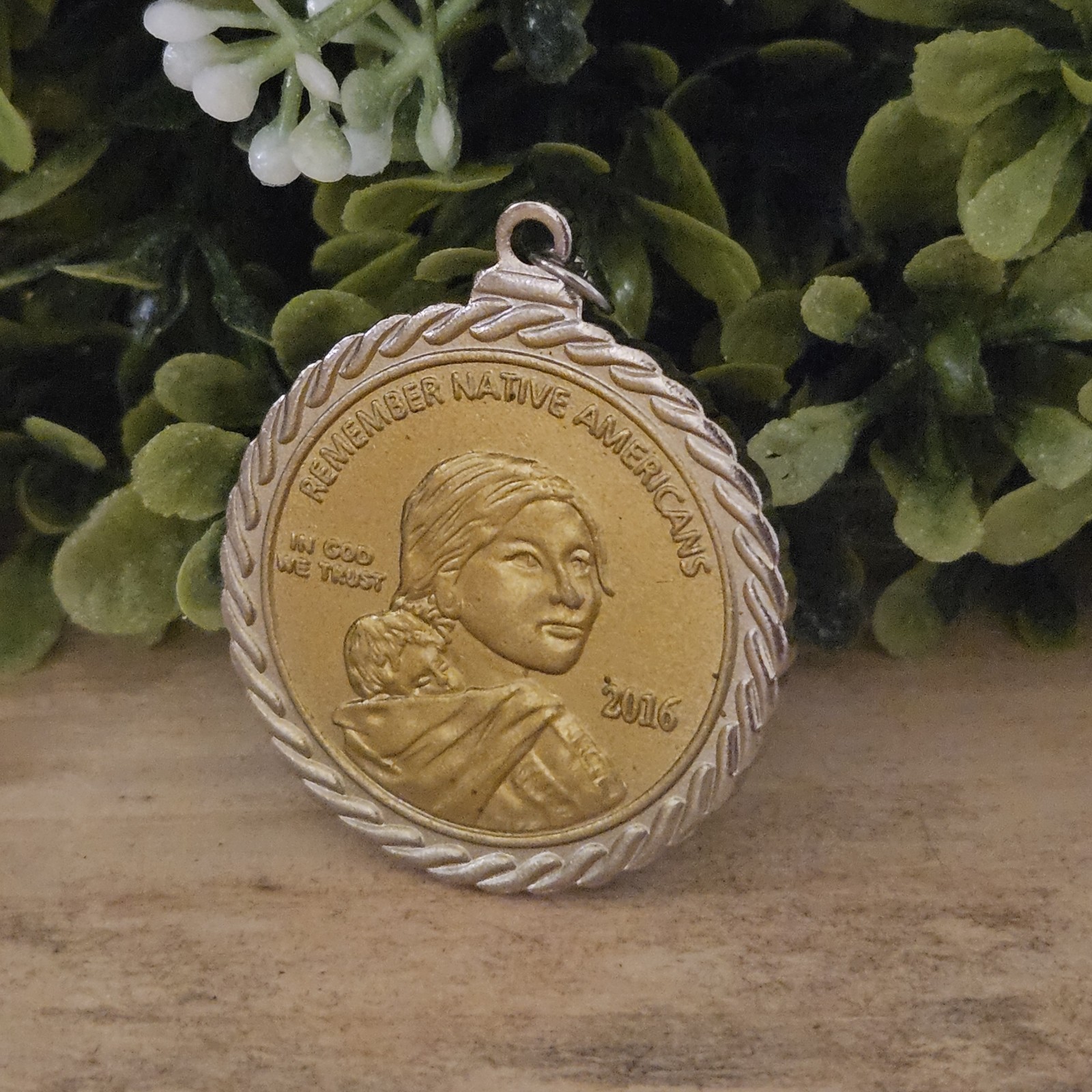 2016 Remember Native Americans Coin Necklace Code… - image 1