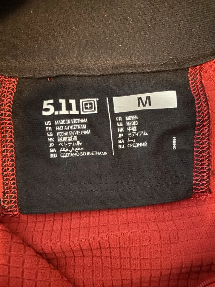 Suéter Stratos masculino tático 5.11 zíper completo vermelho leve tamanho médio M - Imagem 2 de 4