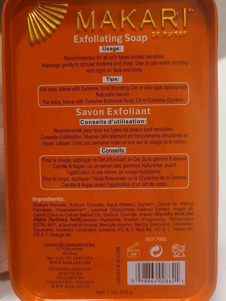 Jabón exfoliante tonificante tonificante y aceite de semilla de argán y zanahoria extremo loción corporal Foto 3 de 4