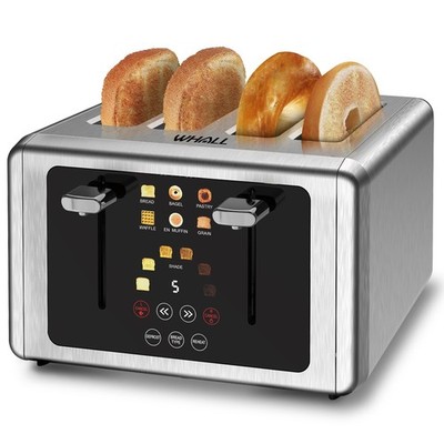 4 Slice Touch Screen Toaster, Stainless Steel Toasters Digital Timer, Dual Co...