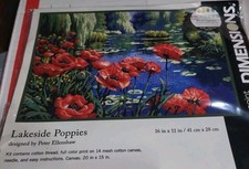 Dimensions Lakeside Poppies Floral Needlepoint Kit  16" x 11" #20066 