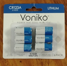 Voniko CR123A Lithium 3V Battery 6 Pack for Digital Cameras, Universal