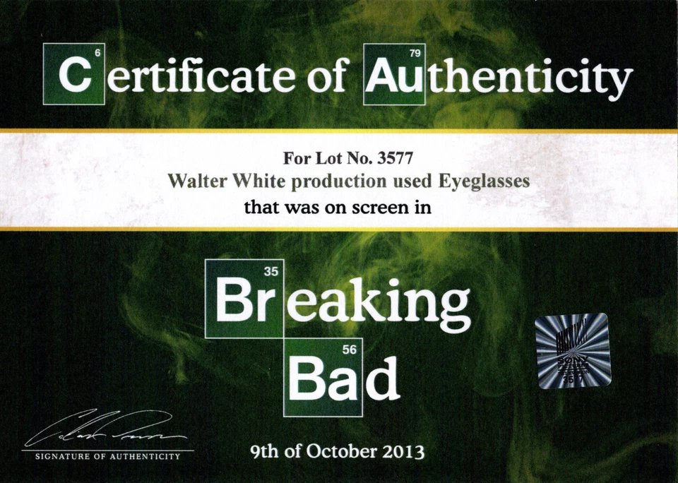 Breaking Bad Prop Walter Whites Screened Used Hero Glasses Framed W/ COA, Case - Image 3 of 4