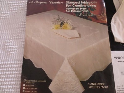 PROGRESS by Tobin CANDLEWICK #3500 Stamped TABLECLOTH Kit - 58'' x 86''
