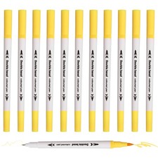 12Pack Dual Brush Markers Yellow Watercolor Fine and Brush Tips Pens