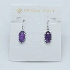 New Kendra Scott Lee Silver Drop Earrings In Amethyst