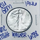 1946 BU UNCIRCULATED WALKING LIBERTY SILVER HALF DOLLAR AUTHENTIC U.S. MINT 6188