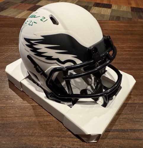 Eric Allen Signed Philadelphia Eagles Lunar Eclipse Mini Helmet HOF 25 Beckett - Picture 6 of 12