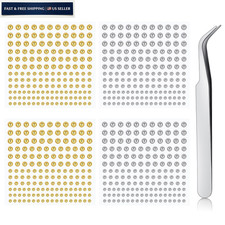 QWALIT Fake Lip Piercing 3mm, 3-fake stud stick on- silver gold