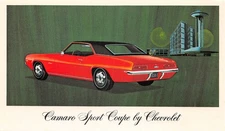 Red Camaro Sport Coupe by Chevrolet 1969 Classic Car Postcard