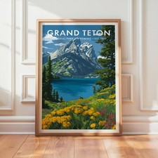 Grand Teton National Park Poster, Nature Landscape Wall Art Decor