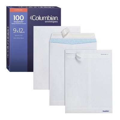 Columbian 9 x 12 Security Envelopes, 100/Box, 9 x 12 Inches, 9 x 12, White 